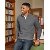 image:imageCOOFANDY Men Quarter Zip Pullover Long Sleeve Quilted Sweatshirt Waffle Casual Collared Sweatshirts Mock Neck Winter PoloDark Gray
