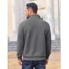 image:imageCOOFANDY Men Quarter Zip Pullover Long Sleeve Quilted Sweatshirt Waffle Casual Collared Sweatshirts Mock Neck Winter PoloDark Gray