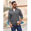 image:imageCOOFANDY Men Quarter Zip Pullover Long Sleeve Quilted Sweatshirt Waffle Casual Collared Sweatshirts Mock Neck Winter PoloDark Gray