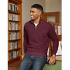 image:imageCOOFANDY Men Quarter Zip Pullover Long Sleeve Quilted Sweatshirt Waffle Casual Collared Sweatshirts Mock Neck Winter PoloDark Red