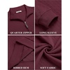 image:imageCOOFANDY Men Quarter Zip Pullover Long Sleeve Quilted Sweatshirt Waffle Casual Collared Sweatshirts Mock Neck Winter PoloDark Red