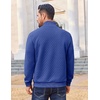 image:imageCOOFANDY Men Quarter Zip Pullover Long Sleeve Quilted Sweatshirt Waffle Casual Collared Sweatshirts Mock Neck Winter PoloDeep Blue