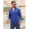 image:imageCOOFANDY Men Quarter Zip Pullover Long Sleeve Quilted Sweatshirt Waffle Casual Collared Sweatshirts Mock Neck Winter PoloDeep Blue