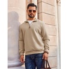 image:imageCOOFANDY Men Quarter Zip Pullover Long Sleeve Quilted Sweatshirt Waffle Casual Collared Sweatshirts Mock Neck Winter PoloKhaki