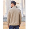image:imageCOOFANDY Men Quarter Zip Pullover Long Sleeve Quilted Sweatshirt Waffle Casual Collared Sweatshirts Mock Neck Winter PoloKhaki