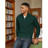 image:imageCOOFANDY Men Quarter Zip Pullover Long Sleeve Quilted Sweatshirt Waffle Casual Collared Sweatshirts Mock Neck Winter PoloLake Green