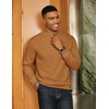 image:imageCOOFANDY Men Quarter Zip Pullover Long Sleeve Quilted Sweatshirt Waffle Casual Collared Sweatshirts Mock Neck Winter PoloLight Brown