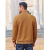 image:imageCOOFANDY Men Quarter Zip Pullover Long Sleeve Quilted Sweatshirt Waffle Casual Collared Sweatshirts Mock Neck Winter PoloLight Brown
