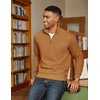 image:imageCOOFANDY Men Quarter Zip Pullover Long Sleeve Quilted Sweatshirt Waffle Casual Collared Sweatshirts Mock Neck Winter PoloLight Brown