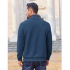 image:imageCOOFANDY Men Quarter Zip Pullover Long Sleeve Quilted Sweatshirt Waffle Casual Collared Sweatshirts Mock Neck Winter PoloNavy