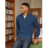 image:imageCOOFANDY Men Quarter Zip Pullover Long Sleeve Quilted Sweatshirt Waffle Casual Collared Sweatshirts Mock Neck Winter PoloNavy