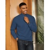 image:imageCOOFANDY Men Quarter Zip Pullover Long Sleeve Quilted Sweatshirt Waffle Casual Collared Sweatshirts Mock Neck Winter PoloNavy