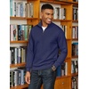 image:imageCOOFANDY Men Quarter Zip Pullover Long Sleeve Quilted Sweatshirt Waffle Casual Collared Sweatshirts Mock Neck Winter PoloNavy Blue