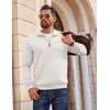 image:imageCOOFANDY Men Quarter Zip Pullover Long Sleeve Quilted Sweatshirt Waffle Casual Collared Sweatshirts Mock Neck Winter PoloWhite