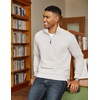 image:imageCOOFANDY Men Quarter Zip Pullover Long Sleeve Quilted Sweatshirt Waffle Casual Collared Sweatshirts Mock Neck Winter PoloWhite