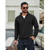 image:imageCOOFANDY Men Quarter Zip Up Pullover Lightweight Mock Neck Sweatshirt Casual Active Long Sleeve Polo ShirtBlack