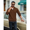 image:imageCOOFANDY Men Quarter Zip Up Pullover Lightweight Mock Neck Sweatshirt Casual Active Long Sleeve Polo ShirtBrown