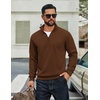 image:imageCOOFANDY Men Quarter Zip Up Pullover Lightweight Mock Neck Sweatshirt Casual Active Long Sleeve Polo ShirtBrown