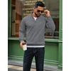 image:imageCOOFANDY Men Quarter Zip Up Pullover Lightweight Mock Neck Sweatshirt Casual Active Long Sleeve Polo ShirtGrey