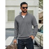 image:imageCOOFANDY Men Quarter Zip Up Pullover Lightweight Mock Neck Sweatshirt Casual Active Long Sleeve Polo ShirtGrey