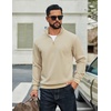 image:imageCOOFANDY Men Quarter Zip Up Pullover Lightweight Mock Neck Sweatshirt Casual Active Long Sleeve Polo ShirtKhaki