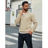 image:imageCOOFANDY Men Quarter Zip Up Pullover Lightweight Mock Neck Sweatshirt Casual Active Long Sleeve Polo ShirtKhaki