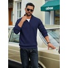 image:imageCOOFANDY Men Quarter Zip Up Pullover Lightweight Mock Neck Sweatshirt Casual Active Long Sleeve Polo ShirtNavy