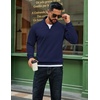 image:imageCOOFANDY Men Quarter Zip Up Pullover Lightweight Mock Neck Sweatshirt Casual Active Long Sleeve Polo ShirtNavy