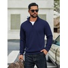 image:imageCOOFANDY Men Quarter Zip Up Pullover Lightweight Mock Neck Sweatshirt Casual Active Long Sleeve Polo ShirtNavy