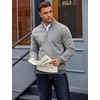 image:imageCOOFANDY Men Quarter Zip Up Pullover Lightweight Mock Neck Sweatshirt Casual Active Long Sleeve Polo ShirtTex Light Grey