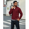 image:imageCOOFANDY Men Quarter Zip Up Pullover Lightweight Mock Neck Sweatshirt Casual Active Long Sleeve Polo ShirtWine Red