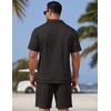 image:imageCOOFANDY Men Short Sets 2 Piece Outfits Casual Quarter Zip Polo Shorts Sets Textured Summer Outfits Fashion Tracksuit GolfBlack