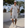 image:imageCOOFANDY Men Short Sets 2 Piece Outfits Casual Quarter Zip Polo Shorts Sets Textured Summer Outfits Fashion Tracksuit GolfLight Ash Gray