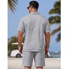 image:imageCOOFANDY Men Short Sets 2 Piece Outfits Casual Quarter Zip Polo Shorts Sets Textured Summer Outfits Fashion Tracksuit GolfLight Ash Gray