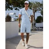 image:imageCOOFANDY Men Short Sets 2 Piece Outfits Casual Quarter Zip Polo Shorts Sets Textured Summer Outfits Fashion Tracksuit GolfLight Blue