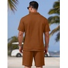 image:imageCOOFANDY Men Short Sets 2 Piece Outfits Casual Quarter Zip Polo Shorts Sets Textured Summer Outfits Fashion Tracksuit GolfLight Brown