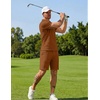 image:imageCOOFANDY Men Short Sets 2 Piece Outfits Casual Quarter Zip Polo Shorts Sets Textured Summer Outfits Fashion Tracksuit GolfLight Brown