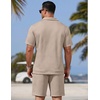 image:imageCOOFANDY Men Short Sets 2 Piece Outfits Casual Quarter Zip Polo Shorts Sets Textured Summer Outfits Fashion Tracksuit GolfMoon Gray