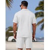 image:imageCOOFANDY Men Short Sets 2 Piece Outfits Casual Quarter Zip Polo Shorts Sets Textured Summer Outfits Fashion Tracksuit GolfWhite