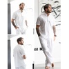 image:imageCOOFANDY Mens 2 Pieces Cotton Linen Set Casual Short Sleeve Henley Shirts Beach Yoga Pants Summer OutfitsAll White