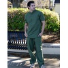 image:imageCOOFANDY Mens 2 Pieces Cotton Linen Set Casual Short Sleeve Henley Shirts Beach Yoga Pants Summer OutfitsArmy Green