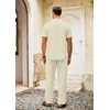 image:imageCOOFANDY Mens 2 Pieces Cotton Linen Set Casual Short Sleeve Henley Shirts Beach Yoga Pants Summer OutfitsBeige