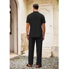 image:imageCOOFANDY Mens 2 Pieces Cotton Linen Set Casual Short Sleeve Henley Shirts Beach Yoga Pants Summer OutfitsBlack