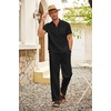 image:imageCOOFANDY Mens 2 Pieces Cotton Linen Set Casual Short Sleeve Henley Shirts Beach Yoga Pants Summer OutfitsBlack