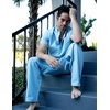 image:imageCOOFANDY Mens 2 Pieces Cotton Linen Set Casual Short Sleeve Henley Shirts Beach Yoga Pants Summer OutfitsBlue