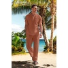 image:imageCOOFANDY Mens 2 Pieces Cotton Linen Set Casual Short Sleeve Henley Shirts Beach Yoga Pants Summer OutfitsCaramel