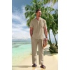 image:imageCOOFANDY Mens 2 Pieces Cotton Linen Set Casual Short Sleeve Henley Shirts Beach Yoga Pants Summer OutfitsKhaki
