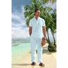 image:imageCOOFANDY Mens 2 Pieces Cotton Linen Set Casual Short Sleeve Henley Shirts Beach Yoga Pants Summer OutfitsLight Blue