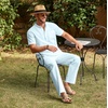 image:imageCOOFANDY Mens 2 Pieces Cotton Linen Set Casual Short Sleeve Henley Shirts Beach Yoga Pants Summer OutfitsLight Blue