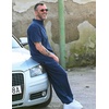 image:imageCOOFANDY Mens 2 Pieces Cotton Linen Set Casual Short Sleeve Henley Shirts Beach Yoga Pants Summer OutfitsNavy Blue